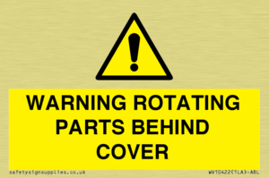WARNING ROTATING PARTS BEHIND COVER